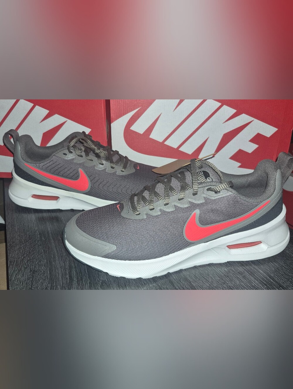 Nike Men’s Running Shoes - Gray with Red Swoosh
